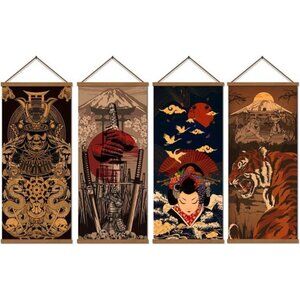 Warrior's Dreams Canvas Wall Art Print Poster Armored Helmet Samurai spirit